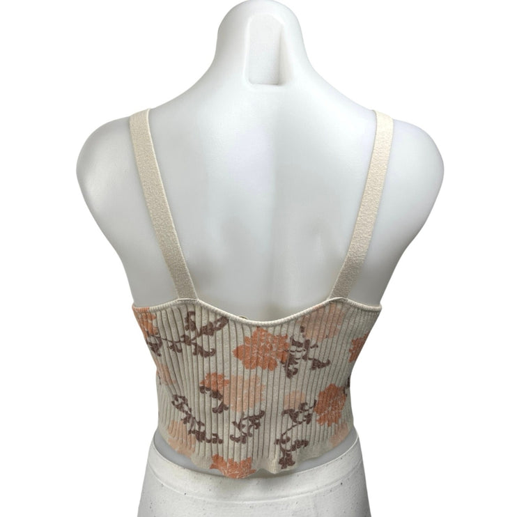 Free People Hook It Up Multicolor Floral Sleeveless Cami Corset Crop Tank Top XS