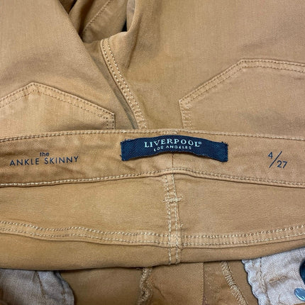 Liverpool The Ankle Skinny Women's Gold Tan Mid Rise Denim Jeans Size 4/27