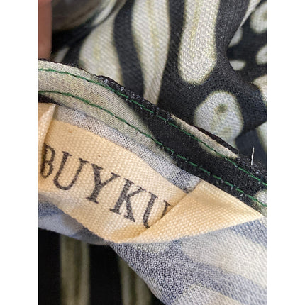 Buykud Womens Green Abstract Print Crew Neck Short Sleeve Midi Shift Dress Sz XL
