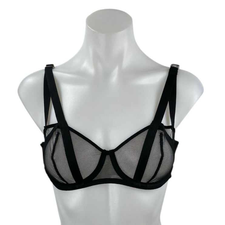 NEW Victoria's Secret Very Sexy Balconette Black Mesh Sheer Underwire Bra Sz 34C