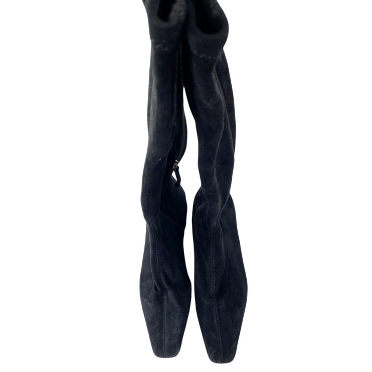 Reformation Raven Women's Black Suede Pointed Toe Zip Up Over the Knee Boots 9.5