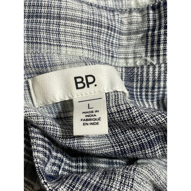 Nordstrom BP Women's Black Long Sleeve Plaid Casual Button Down Shirt Top Size L