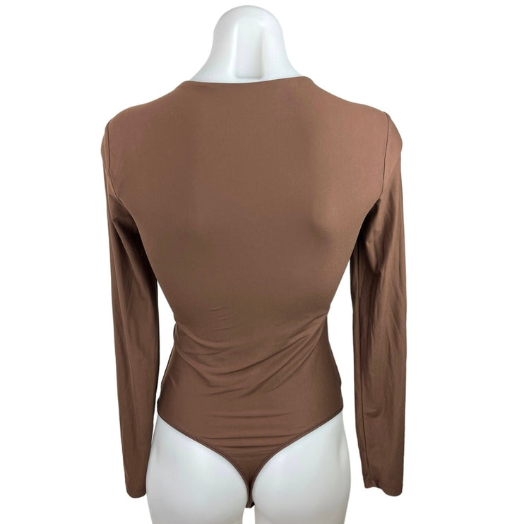 Abercrombie & Fitch Women Brown Crew Neck Long Sleeve One Piece Bodysuit Top S