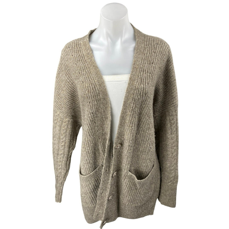 Abercrombie & Fitch Beige Long Sleeve Rib Knit Button Up Cardigan Sweater Top L