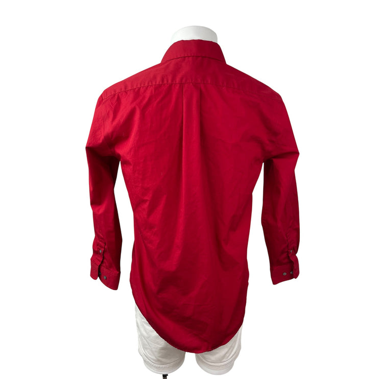 George Men's Red Long Sleeve Chest Pocket Casual Button Down Shirt Top Size M