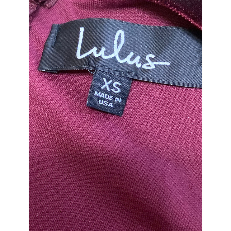 Lulus Red Velvet Velour Deep V Neck Zip Drape Pencil Mini Bodycon Dress Size XS