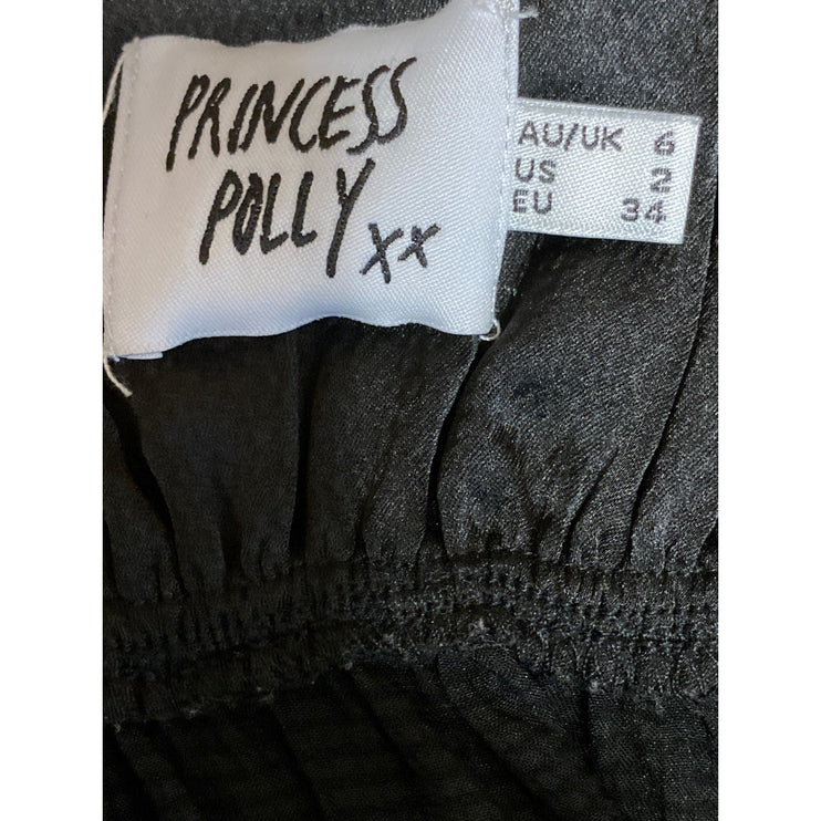 Princess Polly Arizone Lace Women's Black Sleeveless Tie Crop Cami Tank Top Sz 2