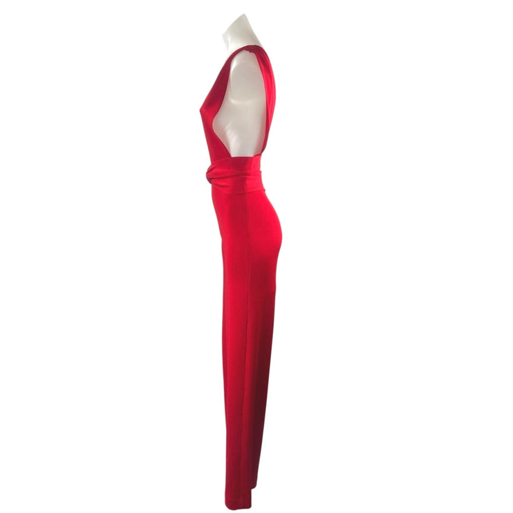 House of CB London Benedetta Red Sleeveless Straight Leg Tank Romper Jumpsuit XS