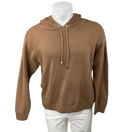 Cece Men's Brown Knit Long Sleeve Drawstring Hooded Hoodie Sweatshirt Top Size L