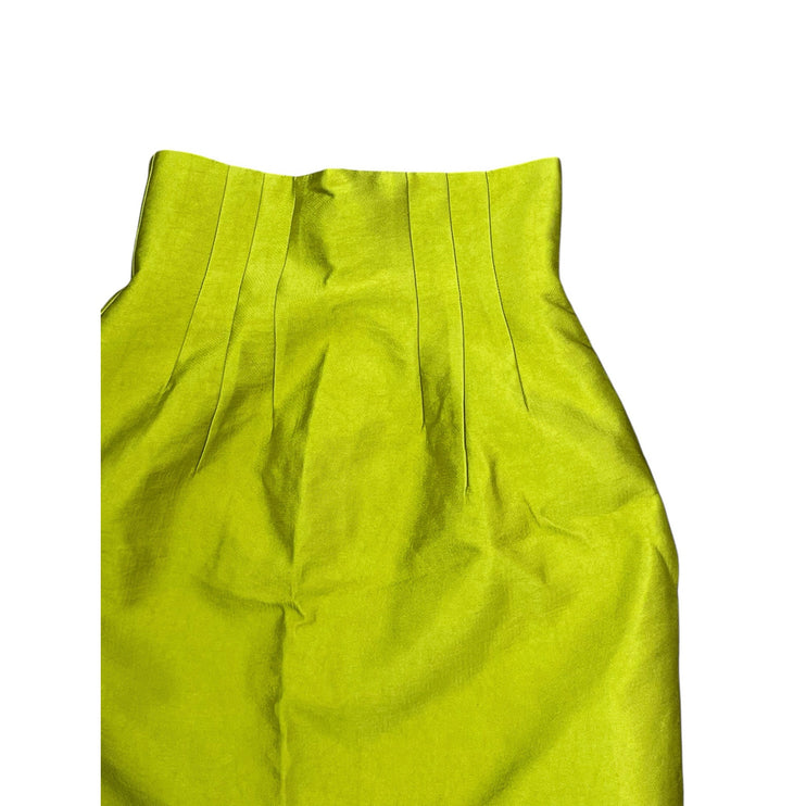 H&M Women's Bright Yellow Pleated High Waisted Mini A-Line Bodycon Skirt Size 2