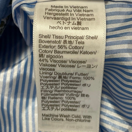 J.Crew Blue Floral Block-print Quilted Button Down Long Sleeve Coat Jacket Sz 4