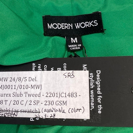 NEW Modern Works Women's Green Metallic Tweed Double Breasted Blazer Jacket M