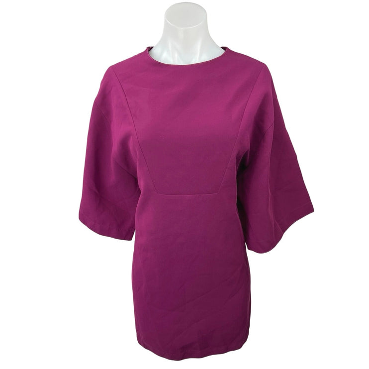 C/MEO Collective Purple Crew Neck 3/4 Dolman Sleeve Mini Sheath Dress Size M