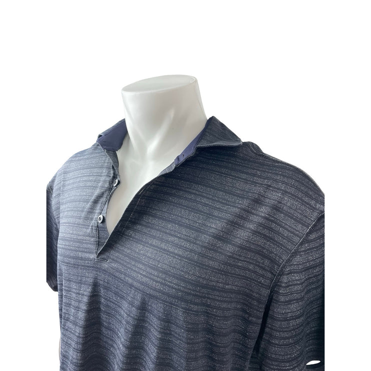 Lululemon Men's Black Striped Short Sleeve Golf Casual Polo Shirt Top Size L