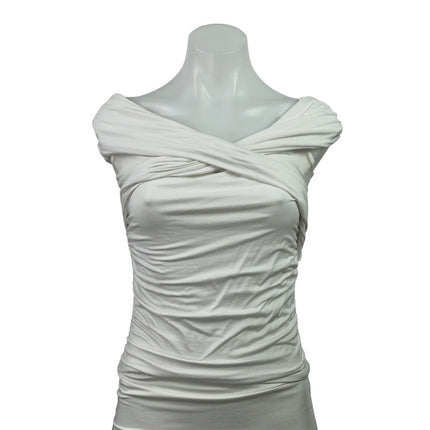 Abercrombie &. Fitch Women White Off The Shoulder Cross V Neck Blouse Top Size S