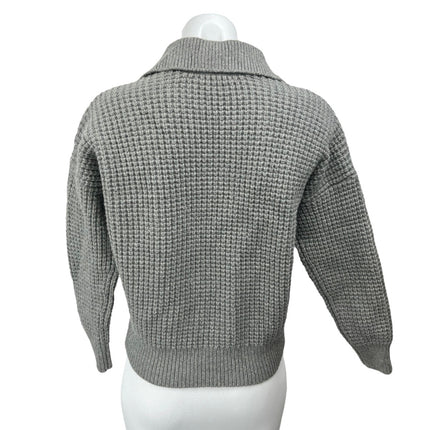 Madewell Gray Wool Waffle Knit Collar Long Sleeve Pullover Henley Sweater Top XS