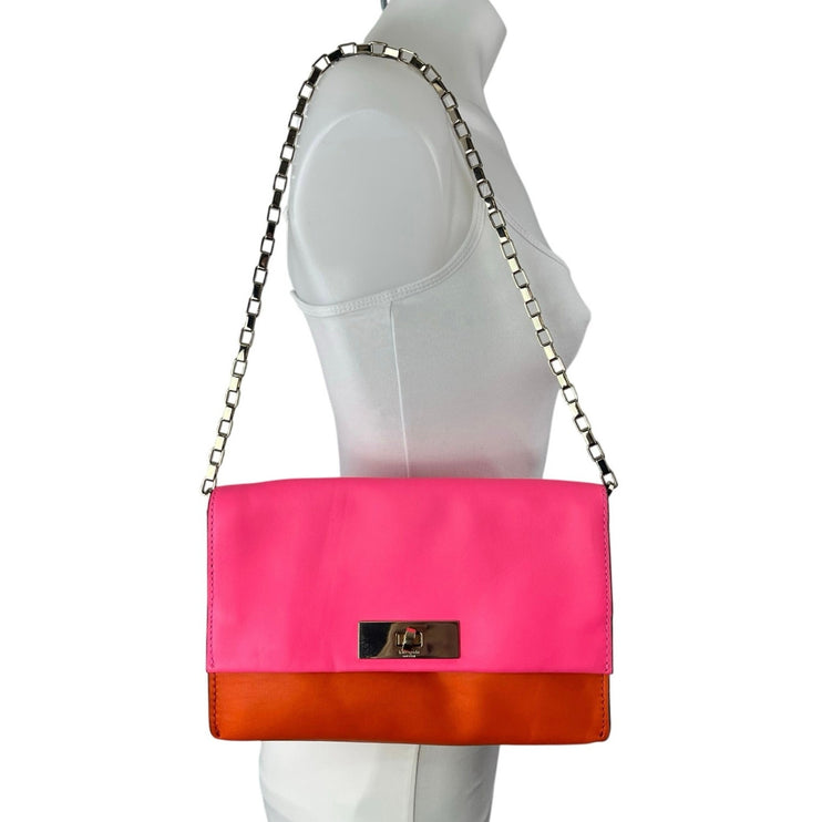 Kate Spade Lincoln Square Garret Leather Colorblock Chain Shoulder Handbag OS