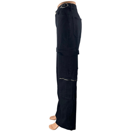 WeWoreWhat Women's Black High Waisted Straight Leg Cargo Trousers Pants Size 26