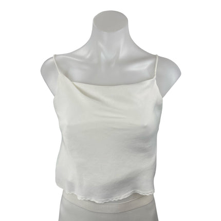 Zara Women's White Satin Sleeveless Cowl  Neck Crop Cami Camisole Tank Top Sz XS
