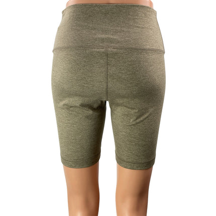 Quince Womens Heather Olive Green High Rise Activewear Athletic Bike Shorts Sz M