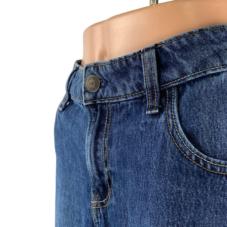 Hollister Women's Blue Low Rise Straight Baggy Wide Leg Denim Jeans Pants Sz 31
