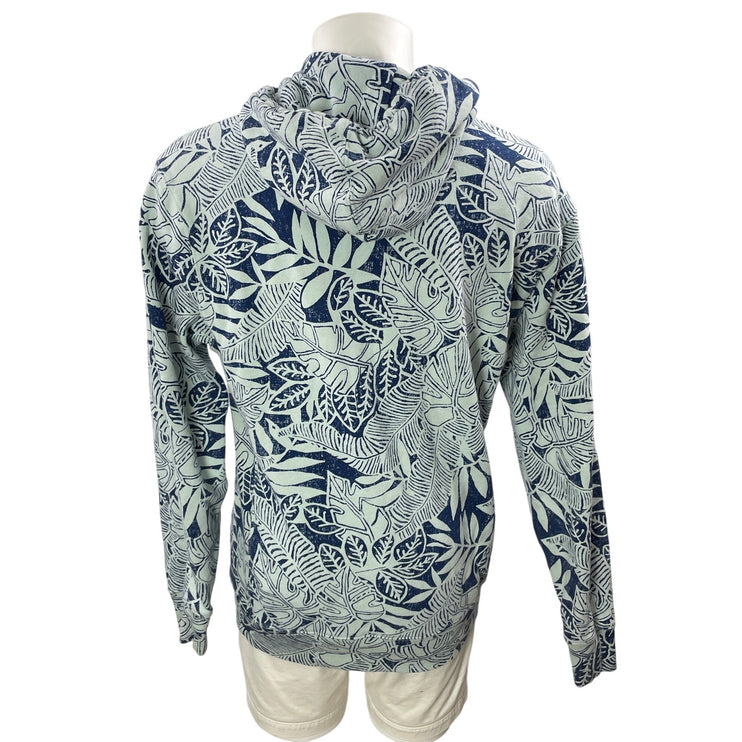 J.Crew Men's Blue Long Sleeves Tropical Print Hoodie Hooded Sweatshirt Top Sz MT