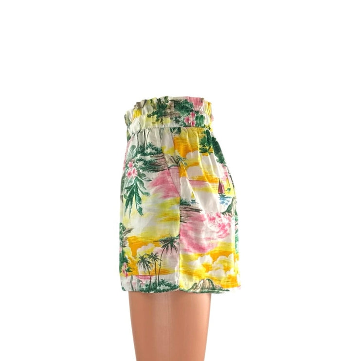 BB Dakota X Steve Madden Aloha Women's Tropical Print Flare Paperbag Shorts XS