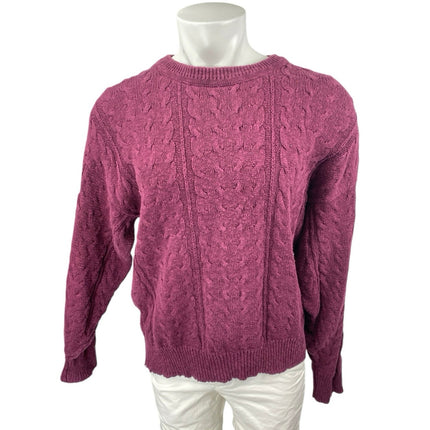 Ruff Hewn Men's Purple Maroon Cable Knit Long Sleeve Crew Neck Sweater Top Sz L