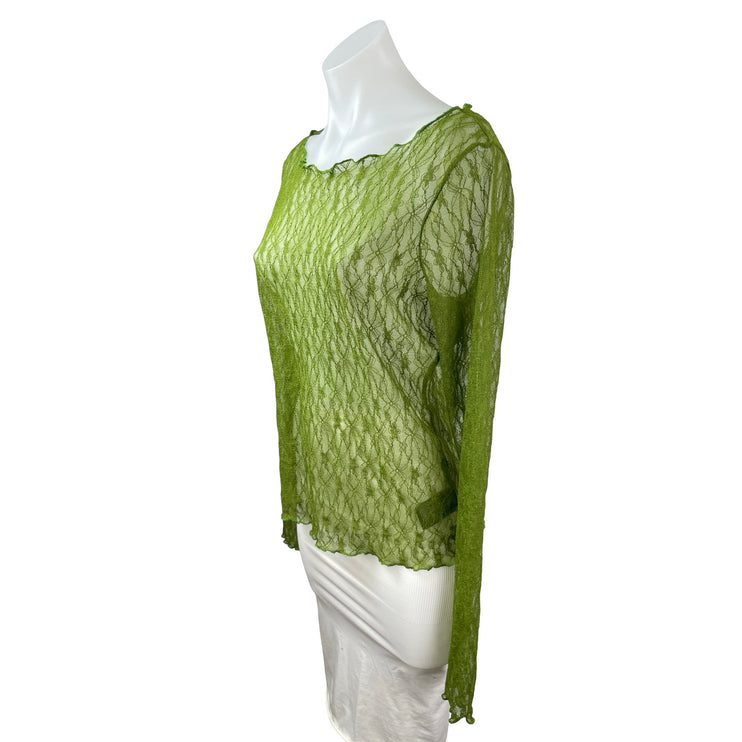 Urban Outfitter Out From Under Green Floral Lace Sheer Long Sleeve Blouse Top XL