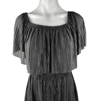 New Look Black Layered Flutter Sleeve Off The Shoulder Wide Leg Jumpsuit Size 6