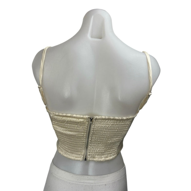 ASTR The Label Cream Sleeveless Cowl Neck Cami Camisole Tank Crop Top Size S