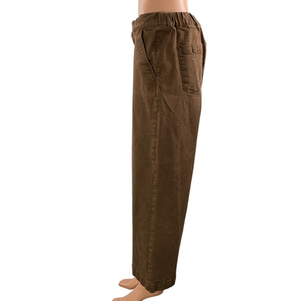 Oak + Fort Women's Brown High Waisted Wide Leg Baggy Cropped Denim Jeans Size L