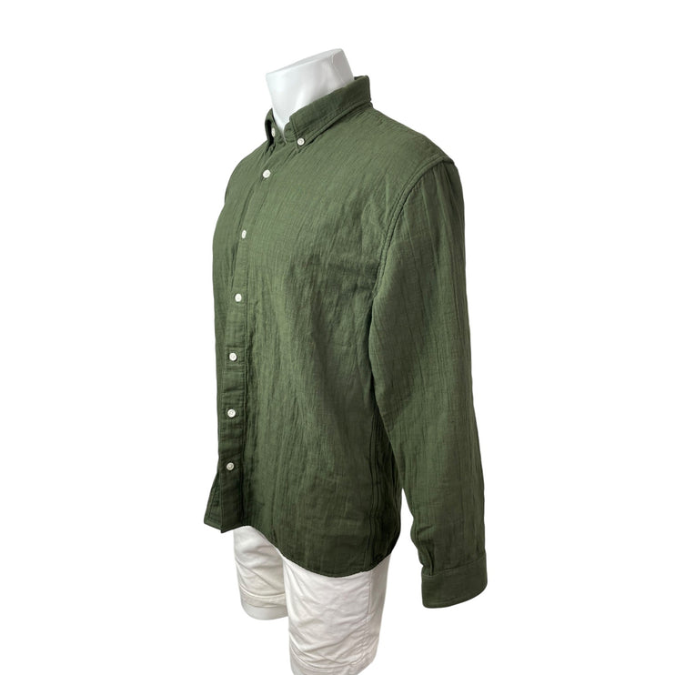 Abercrombie & Fitch Men's Green Long Sleeve Casual Button Down Shirt Top Size M