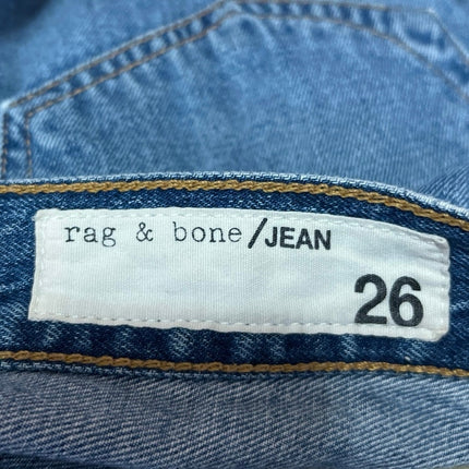 Rag & Bone Women's Blue Mid Rise Frayed Mini Cut-Off Denim Jeans Shorts Size 26