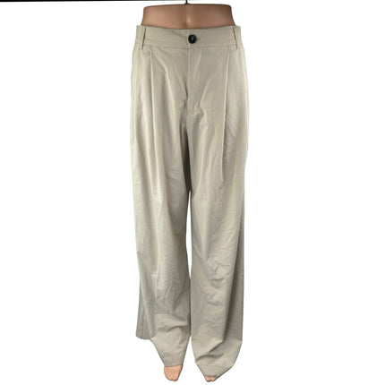 Zara Women's Beige High Waisted Pleated Wide Leg Trousers Dress Pants Size S