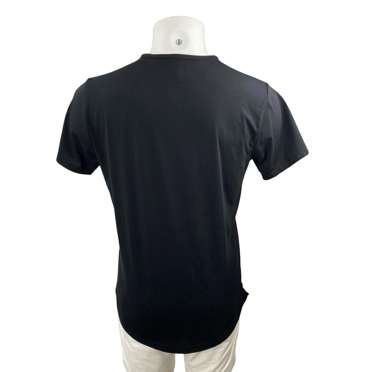 CUTS Men's Black Curve-Hem Short Sleeve Crew Neck Basic T Shirt Tee Top Size L