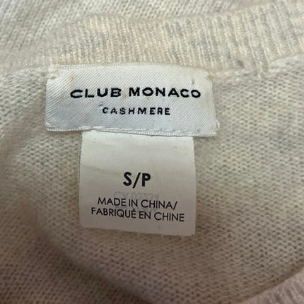 Club Monaco Cream White Cashmere Knit Ribbon Bow Sleeve Pullover Sweater Top S