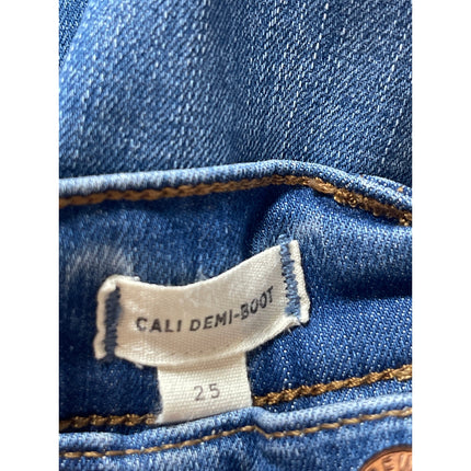 Madewell Cali Demi Boot Blue Distressed Button Fly Bootcut Flared Denim Jeans 25