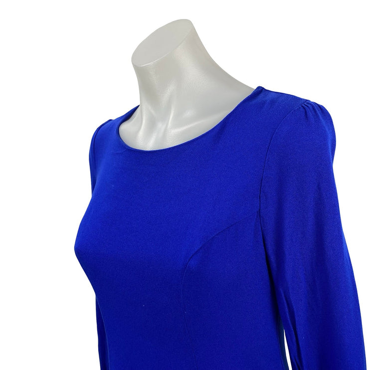 Bar III Women's Royal Blue Ruffled Long Sleeve Mini Flare Skater A-Line Dress 2
