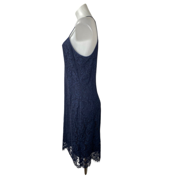 LAUREN Ralph Lauren Blue Lace Floral Sleeveless Cami Camisole Mini Dress Size 10