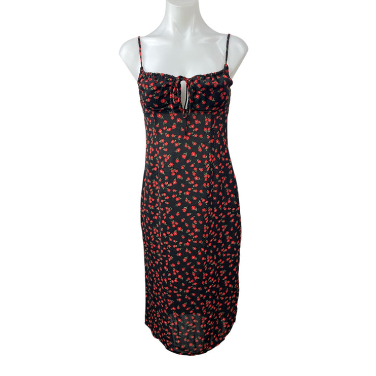 Princess Polly Black Floral Sleeveless Midi Cami Camisole Tank Bodycon Dress 4