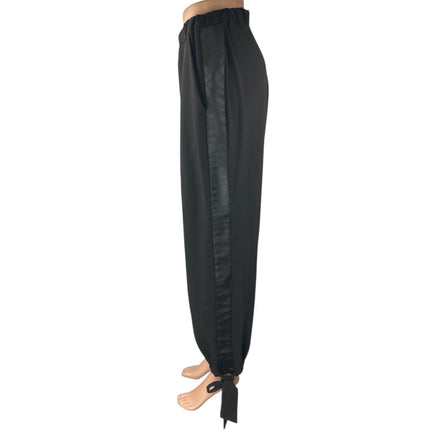 Megan Renee Fly Girl Black Elastic Waist Tapered Tie Leg Trousers Pants Size S