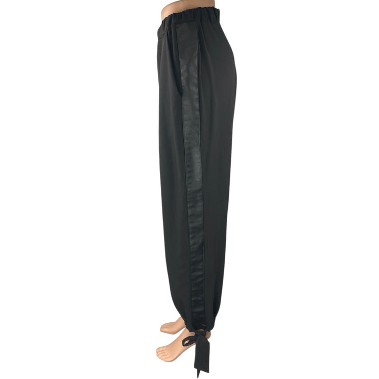 Megan Renee Fly Girl Black Elastic Waist Tapered Tie Leg Trousers Pants Size S