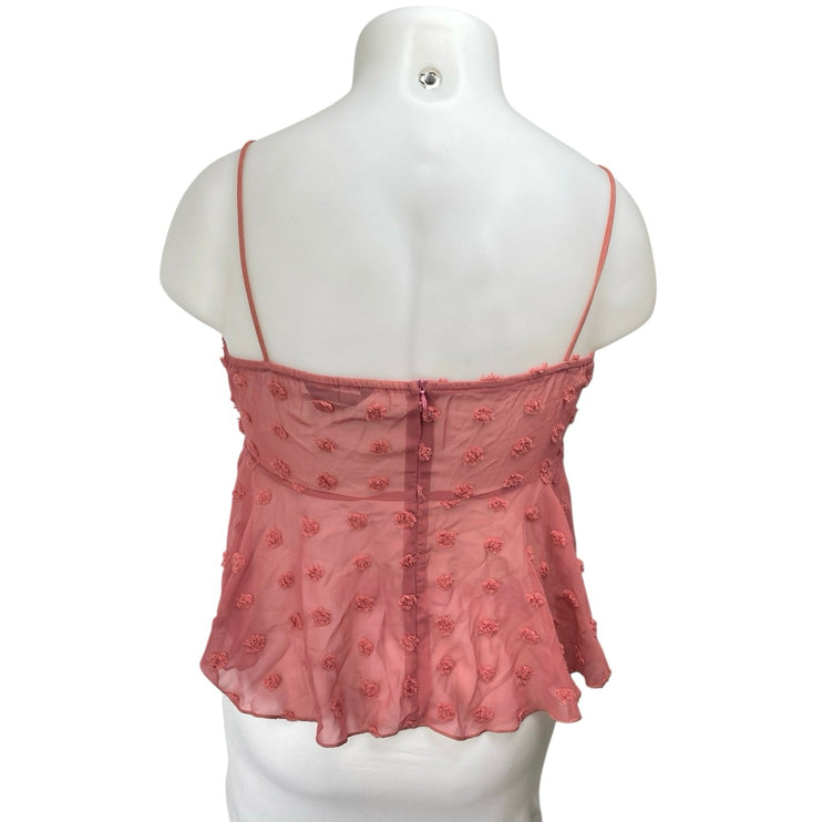 Shein Pink Sleeveless Ruched Embellished Cami Camisole Tank Babydoll Crop Top 12