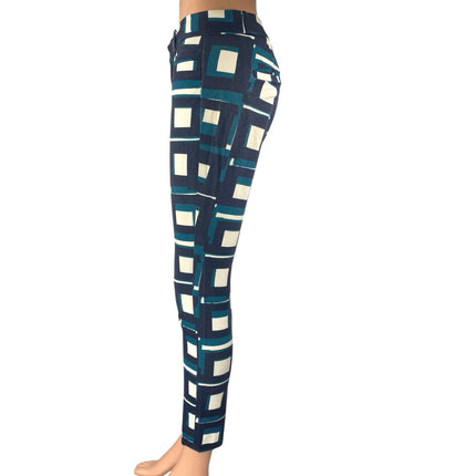 Banana Republic Sloan Multicolor Geometric Print Skinny Ankle Trousers Pants 00