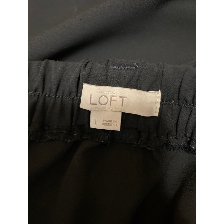 Ann Taylor LOFT Women's Black Tie Waist Button Front Mini Pencil Skirt Size L