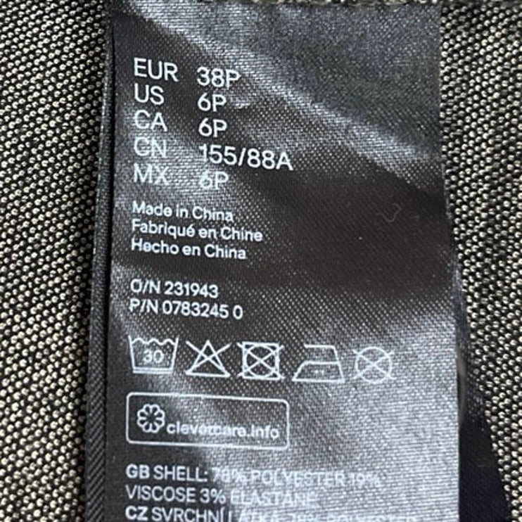 H&M Women's Brown Beige Plaid Peak Long Sleeve Blazer Coat Suit Jacket Size 6