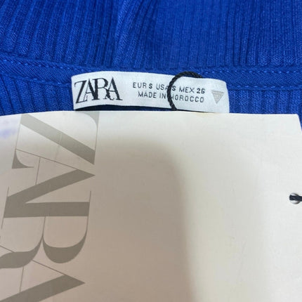 NEW Zara Women's Blue Rib Knit Sleeveless Cutout Mini Bodycon Tank Dress Size S