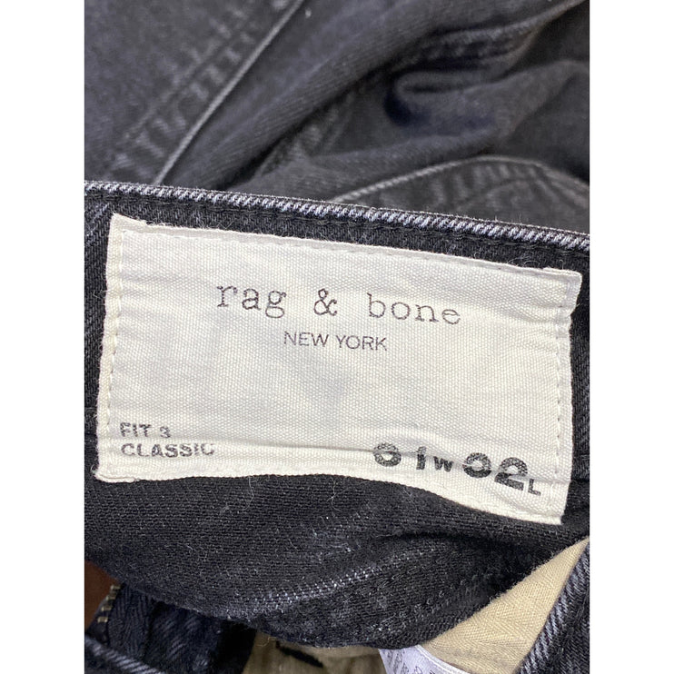 Rag & Bone Men's Black Washed Denim Slim Fit High Rise Skinny Jeans Pants 31-32