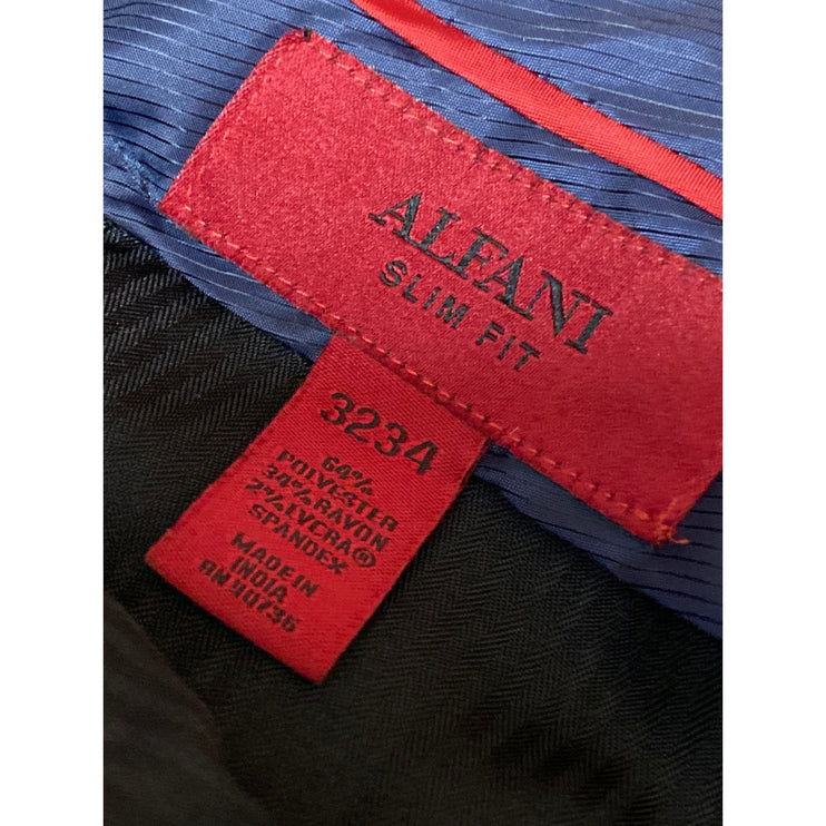 Alfani Mens Navy Blue Slim Fit Straight Leg High Rise Trousers Dress Pants 32/34